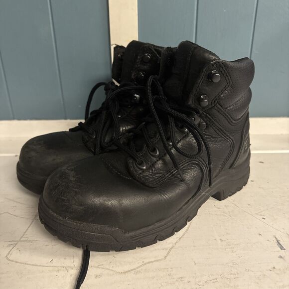 Timberland Pro Boots Women’s Size 6.5 M Steel Toe Work‎ Black Leather 72399 - Picture 7 of 11